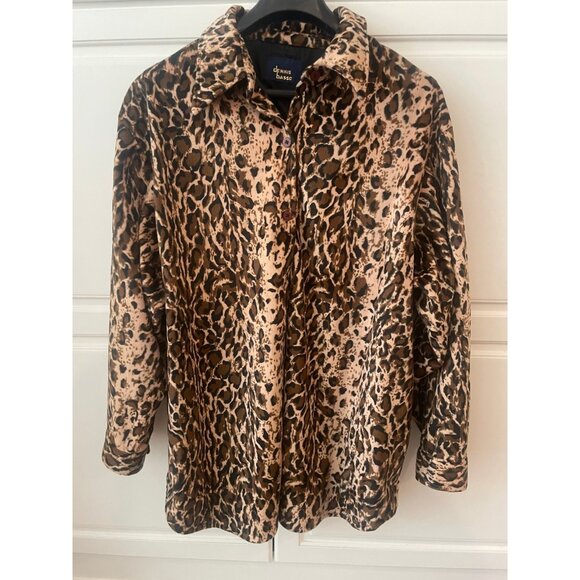 VTG Dennis Basso Leopard Cheetah Print Coat Jacket Shacket 1 X LARGE & Dustbag - Picture 1 of 7